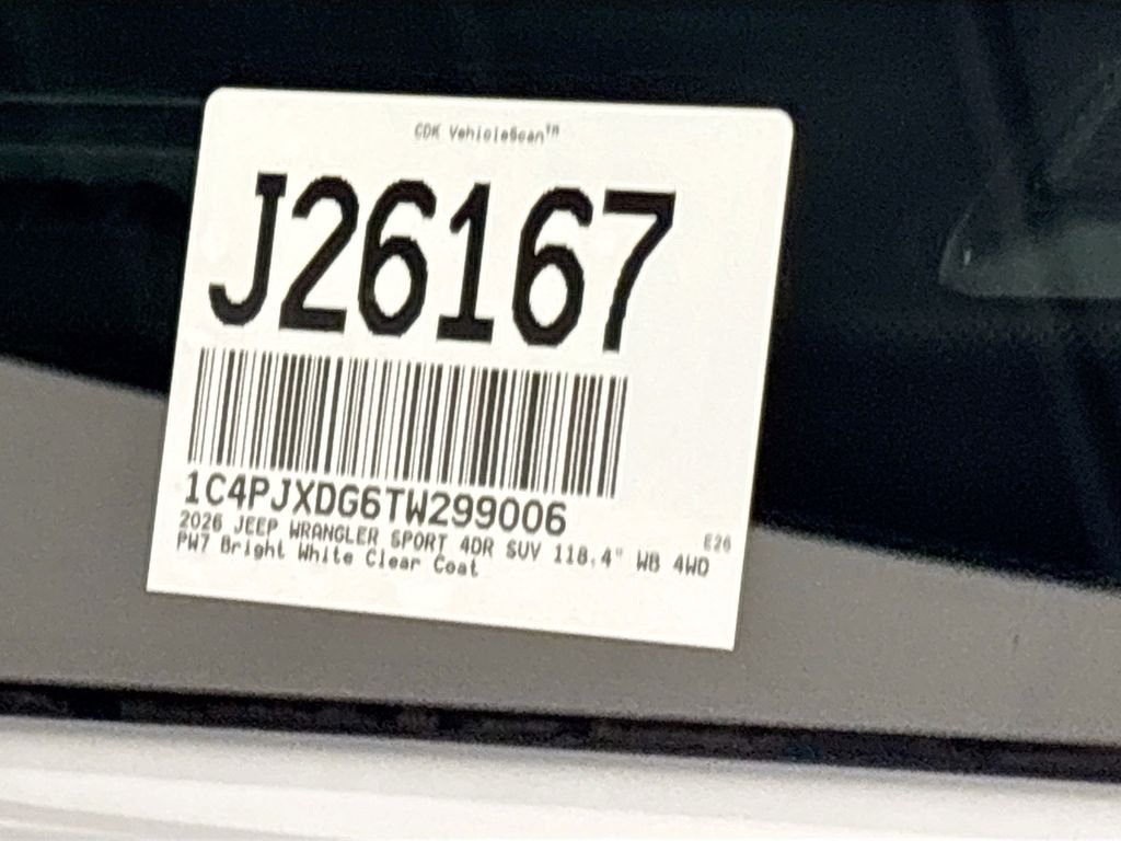 New 2026 Bright White Clear-Coat Exterior Paint Jeep Sport S image 24