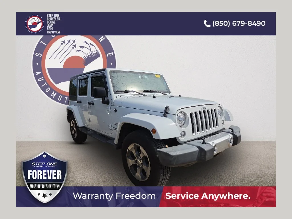 Used 2017 White Jeep Unlimited Sahara image 1