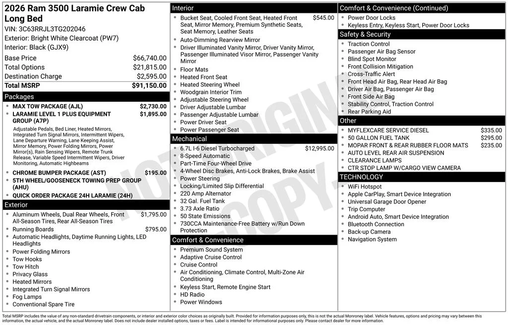 New 2026 Bright White Clear-Coat Exterior Paint RAM Laramie image 5