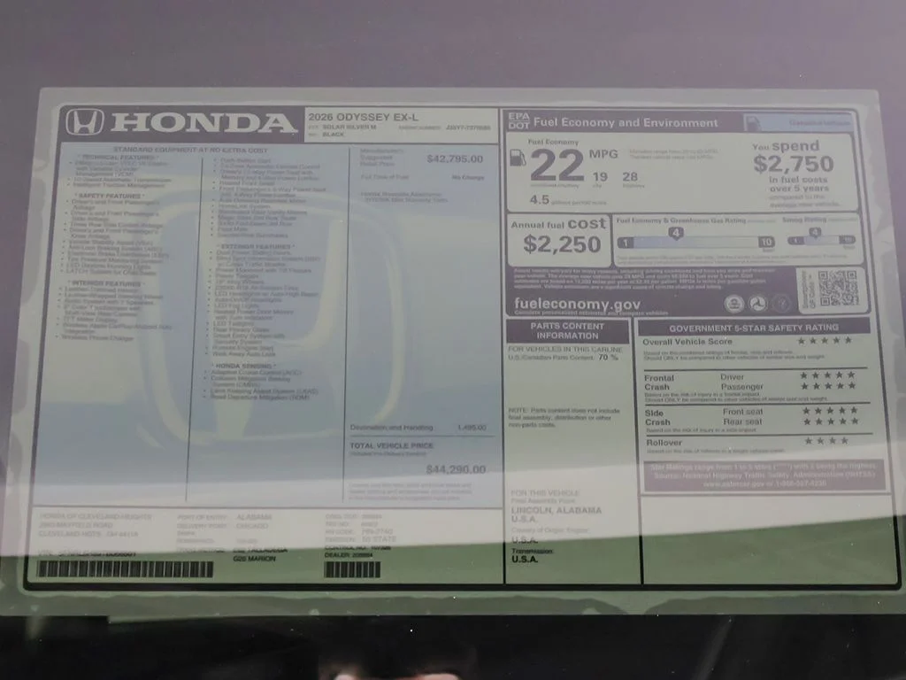 New 2026 Silver Metallic Honda EX-L image 22