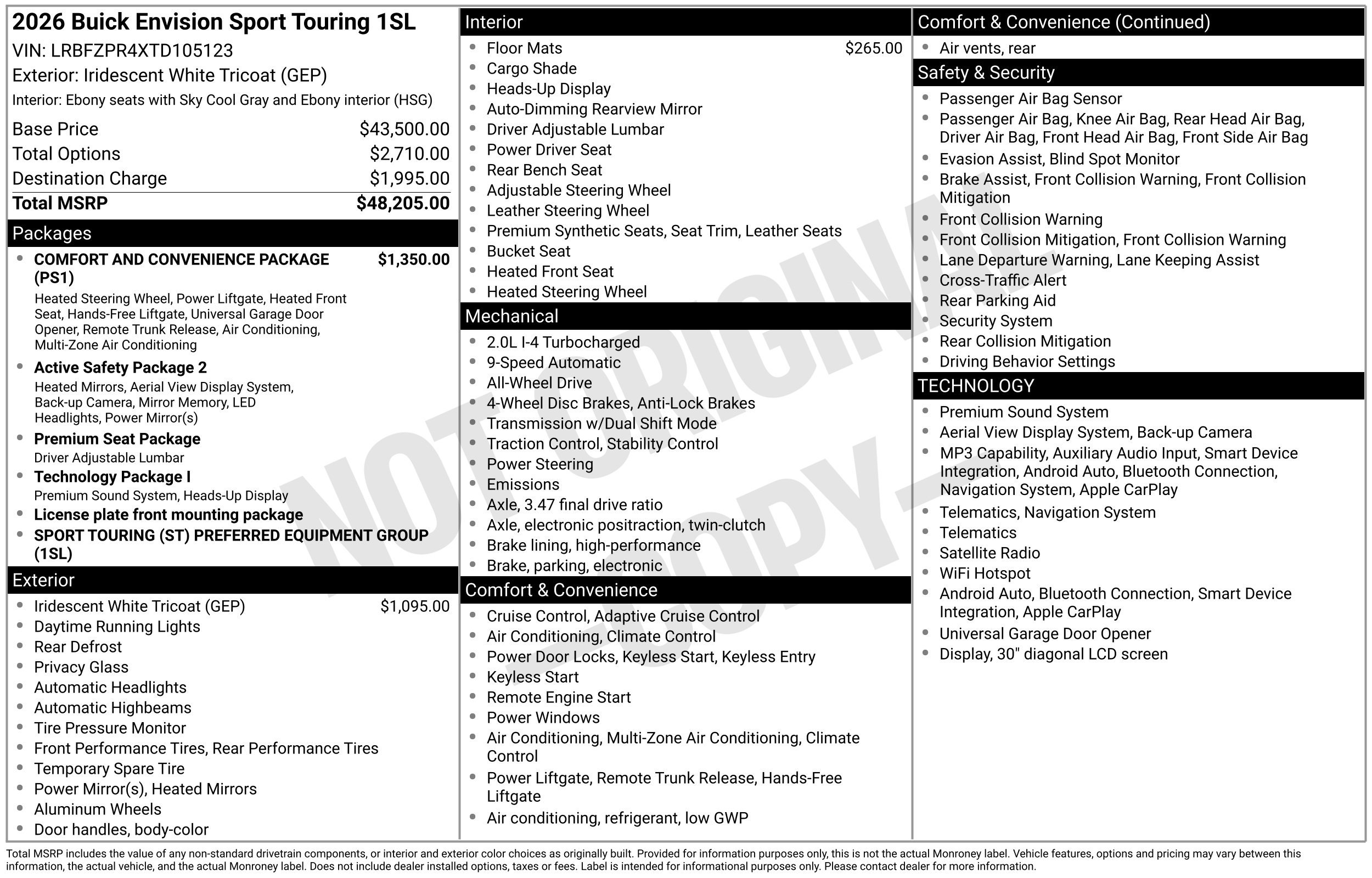 New 2026 Iridescent White Tricoat Buick Sport Touring image 43