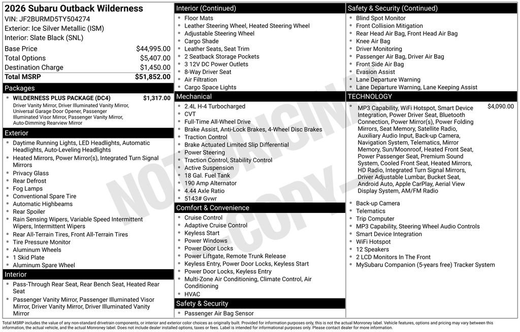 New 2026 Silver Subaru Wilderness image 6