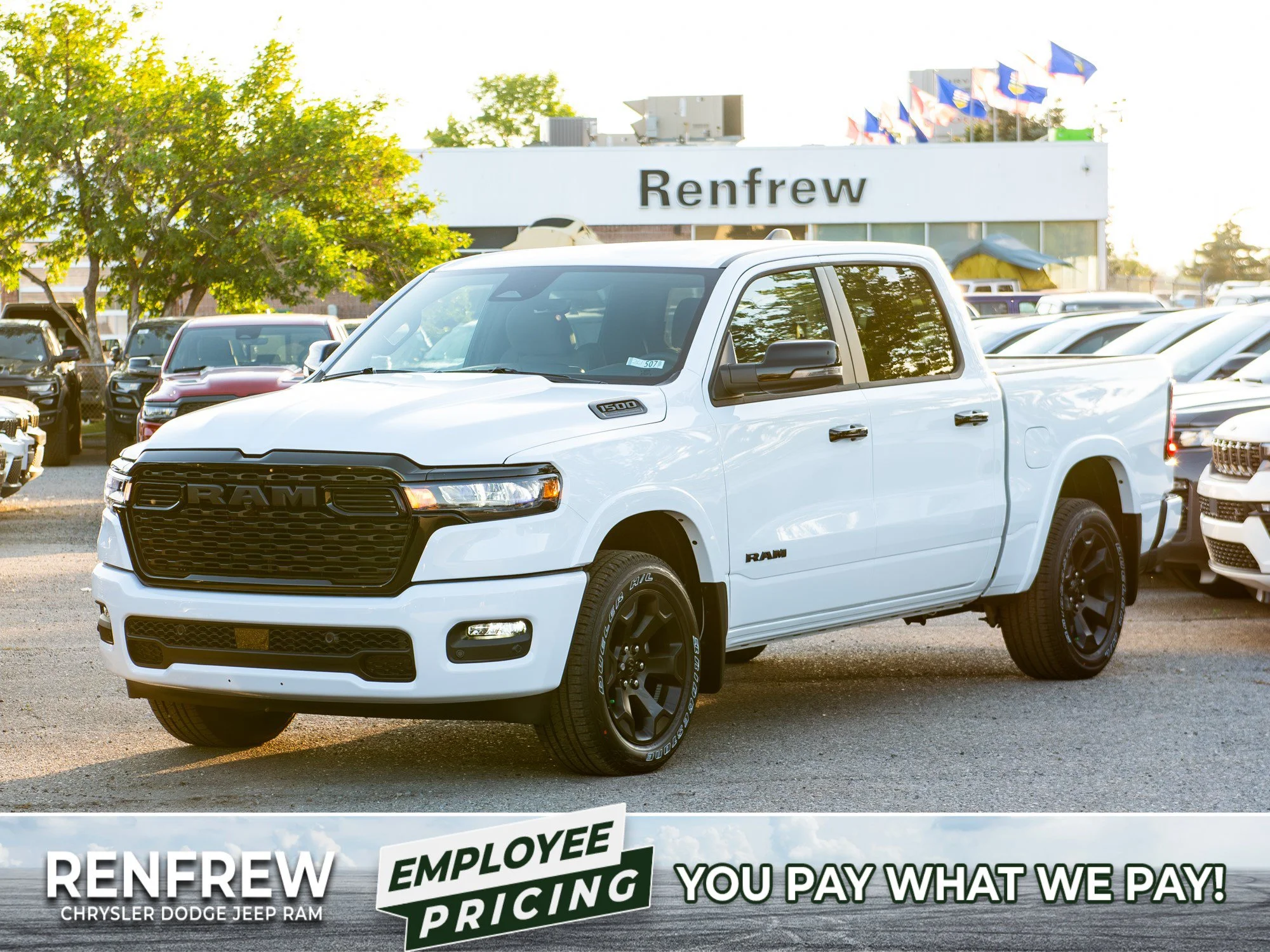 New 2026 White RAM Big Horn Night* Crew Cab 4x4, Heated Seats/Wheel, 3.92 Rear Axle Ratio image 1