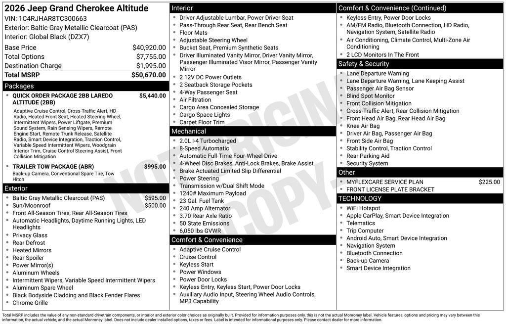 New 2026 Baltic Gray Metallic Clear-Coat Exterior Paint Jeep Laredo image 35
