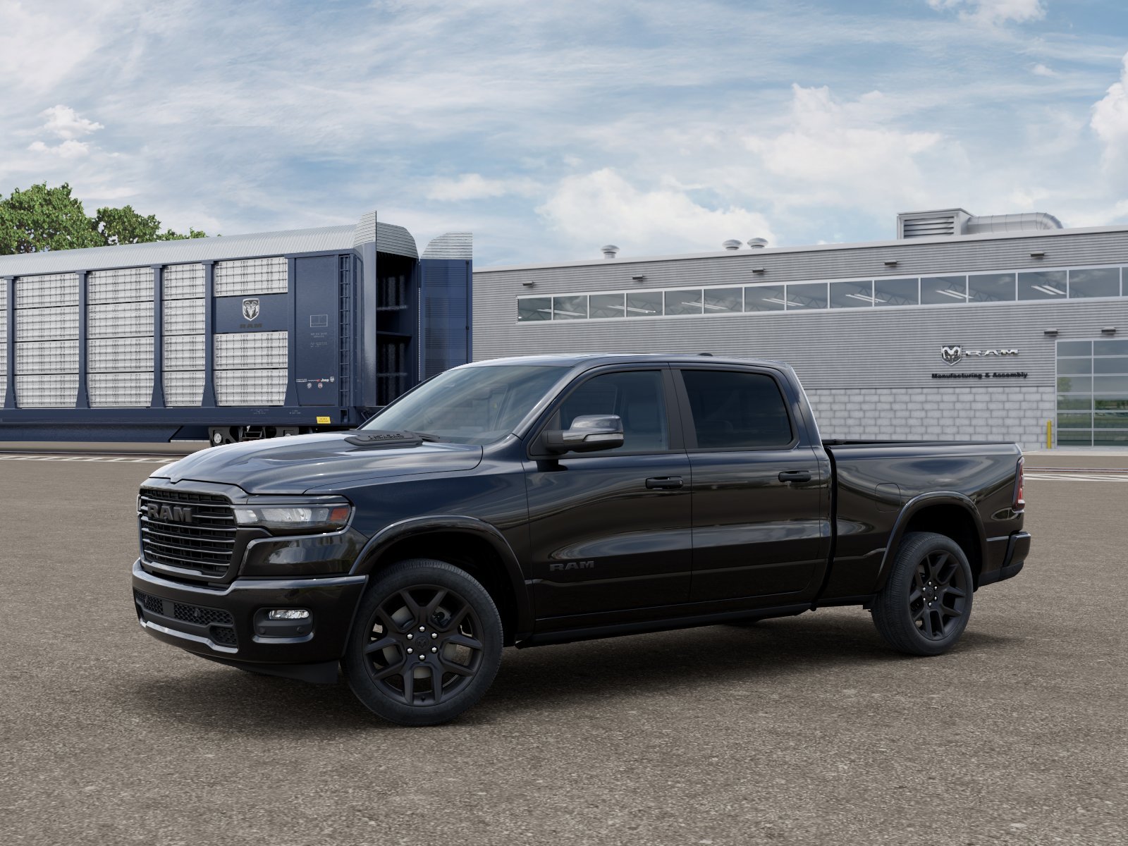 New 2026 Diamond Black Crystal Pearl-Coat Exterior Paint RAM Laramie Crew Cab 4x4 6