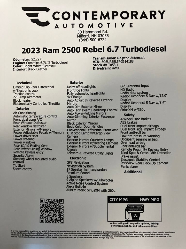 Used 2023 Bright White Clearcoat Ram Power Wagon Rebel image 38
