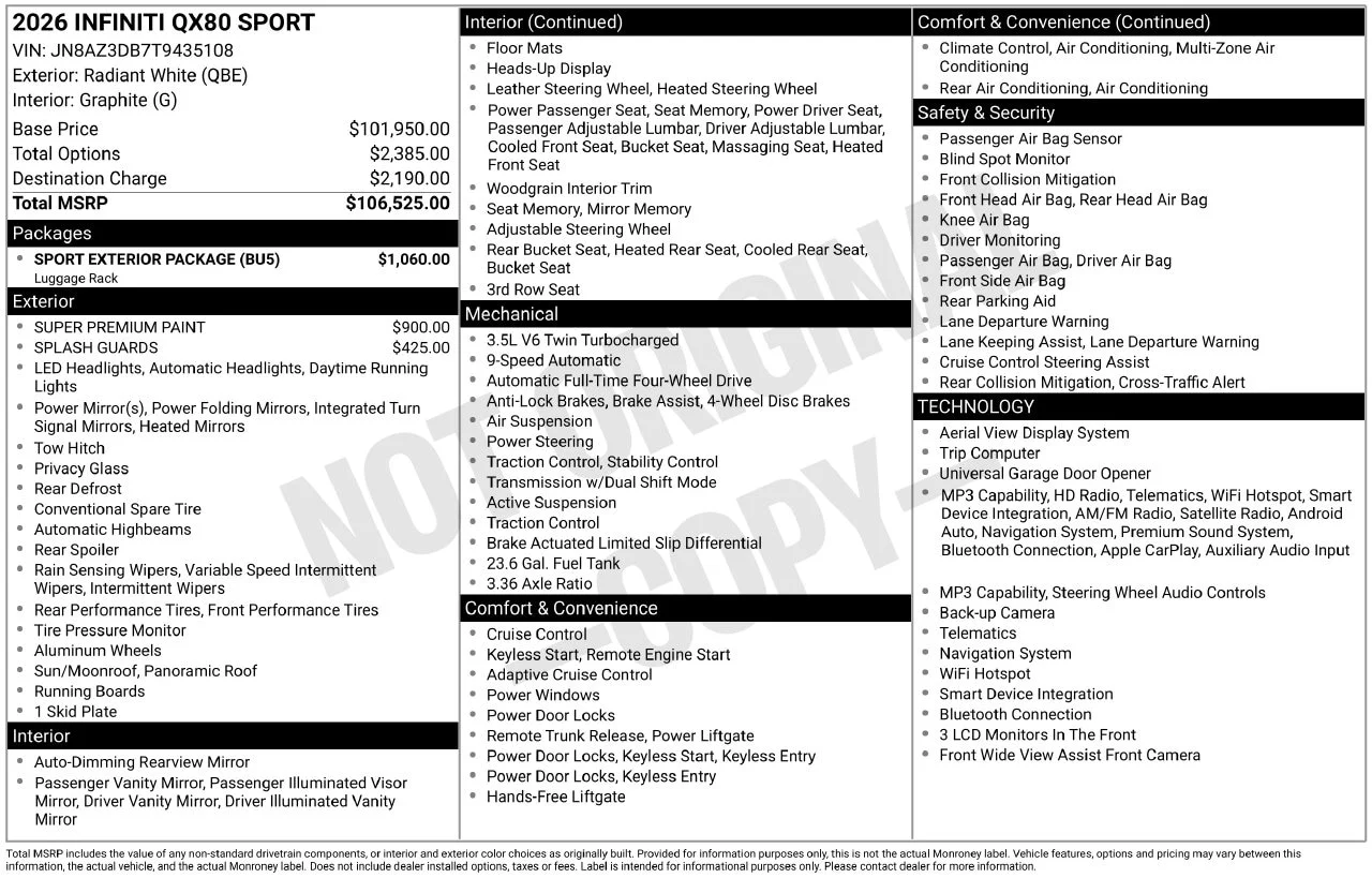 Certified Used 2026 Radiant White INFINITI SPORT image 35