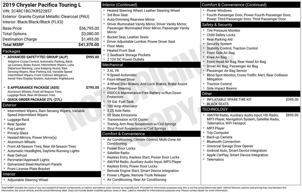 Used 2019 Gray Chrysler Touring L image 6