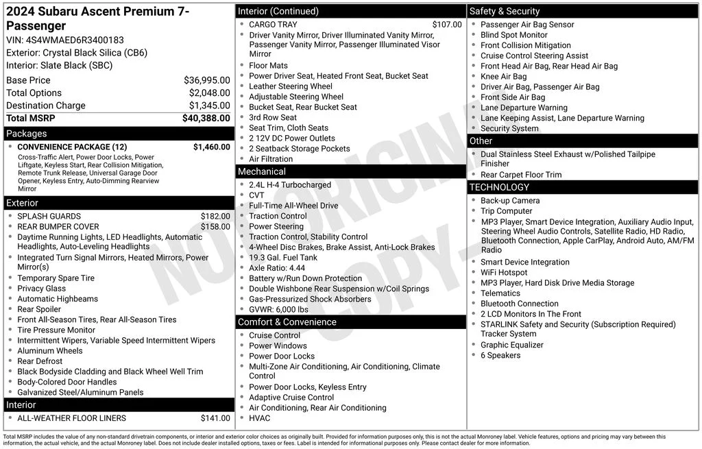 Used 2024 Black Subaru Premium image 8