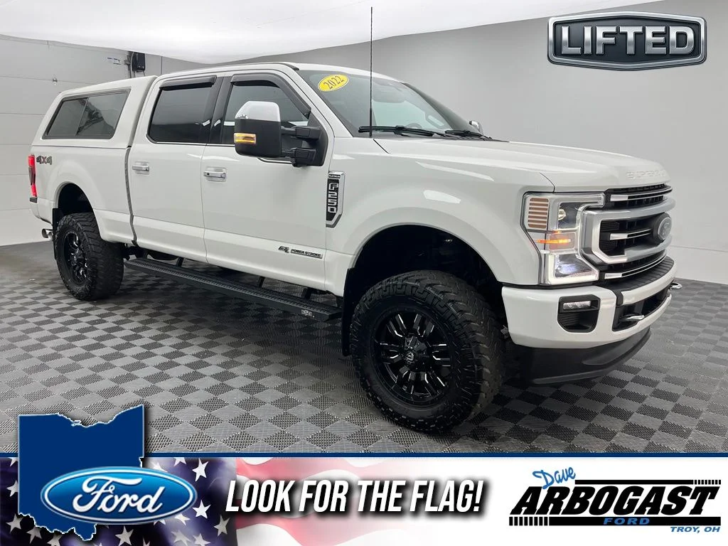 Used 2022 White Ford Platinum Lifted Truck image 1
