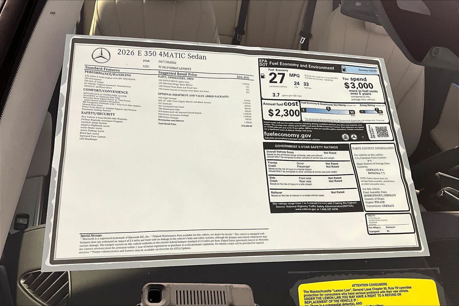 New 2026 MANUFAKTUR Alpine Grey Mercedes-Benz E 350 image 18