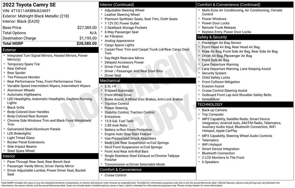 Used 2022 Black Toyota SE image 4
