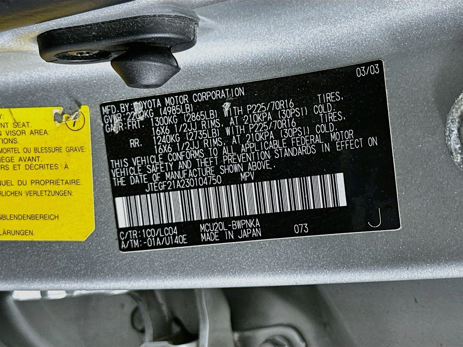 Used 2003 Millennium Silver Metallic Toyota Limited image 30