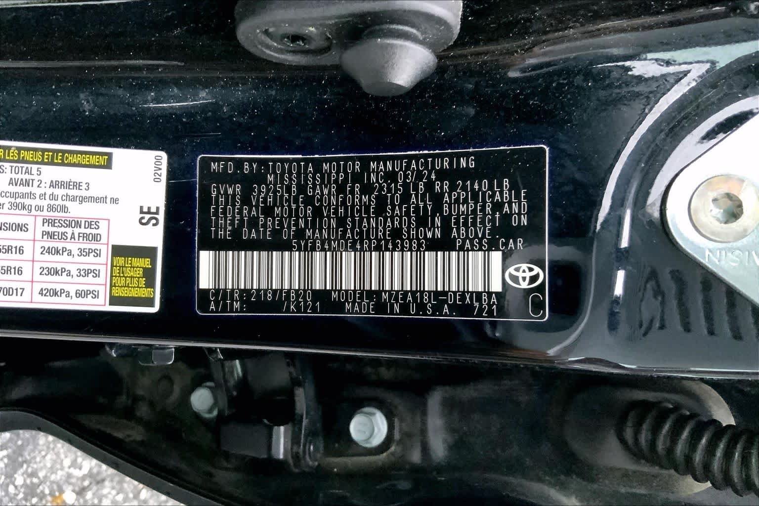 Used 2024 Midnight Black Metallic Toyota LE image 31