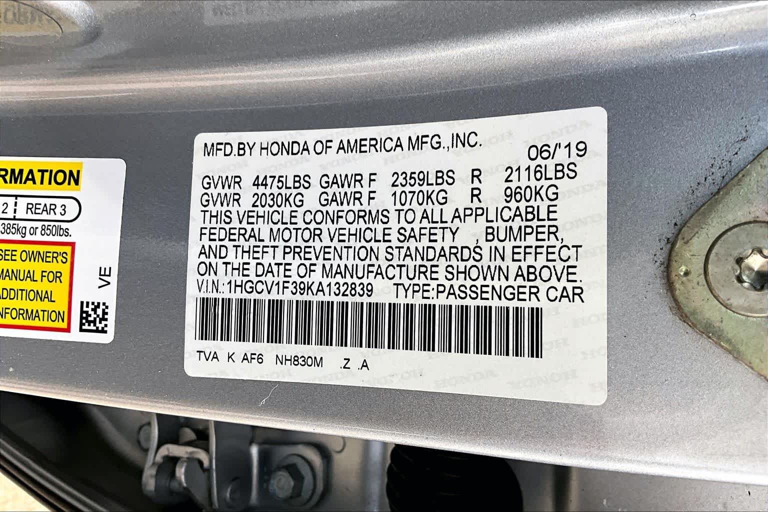 Certified Used 2019 Lunar Silver Metallic Honda Sport 1.5T image 34