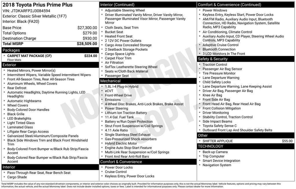 Used 2018 Toyota Prius Prime Plus with VIN JTDKARFP2J3084594 for sale in Carlsbad, CA