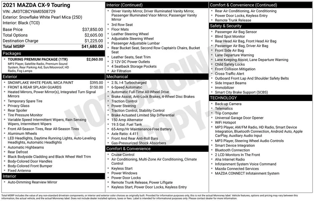 Used 2021 White Mazda Touring image 7