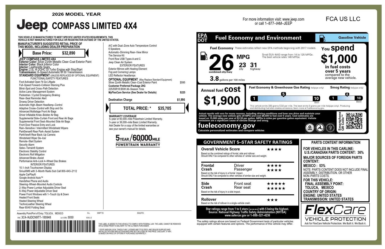Used 2026 Silver Zynith Metallic Clearco Jeep Limited image 20