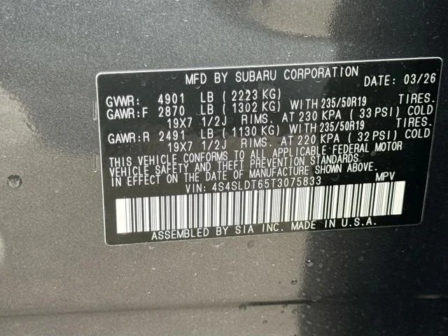 New 2026 MAGNETITE GRAY METALLIC Subaru Touring image 42