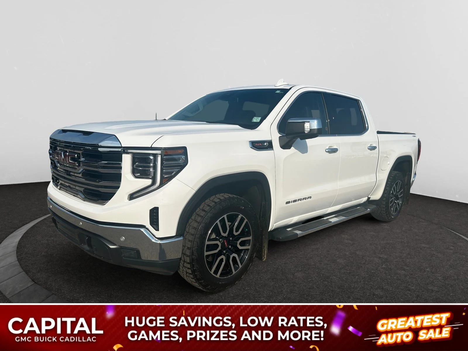 Used 2024 White GMC SLT Crew Cab 6.2L Leather Sunroof 4x4 image 1