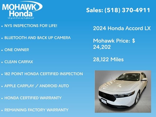 Certified Used 2024 Platinum White Pearl Honda LX image 8