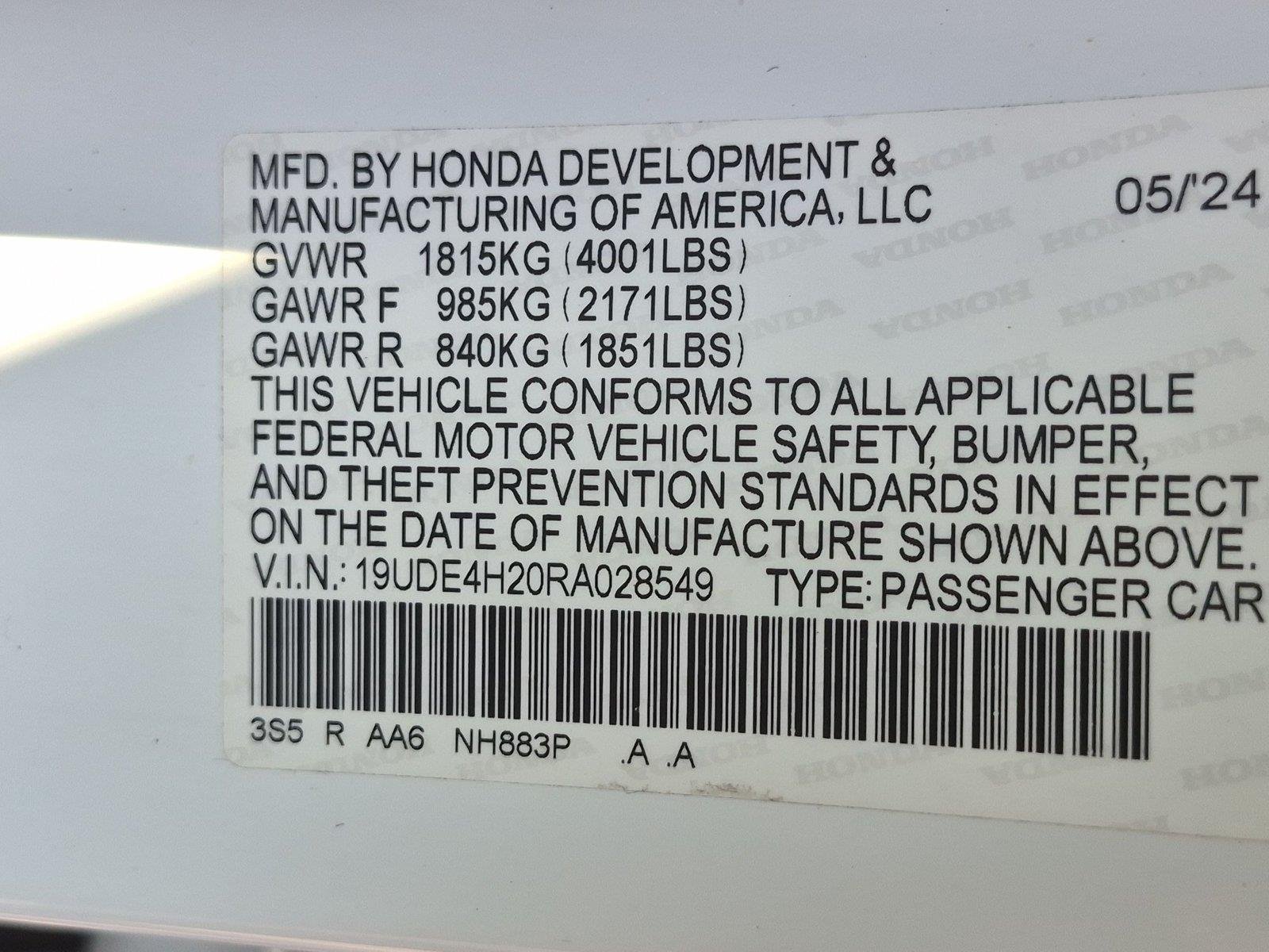 Used 2024 Platinum White Pearl Acura BASE image 39