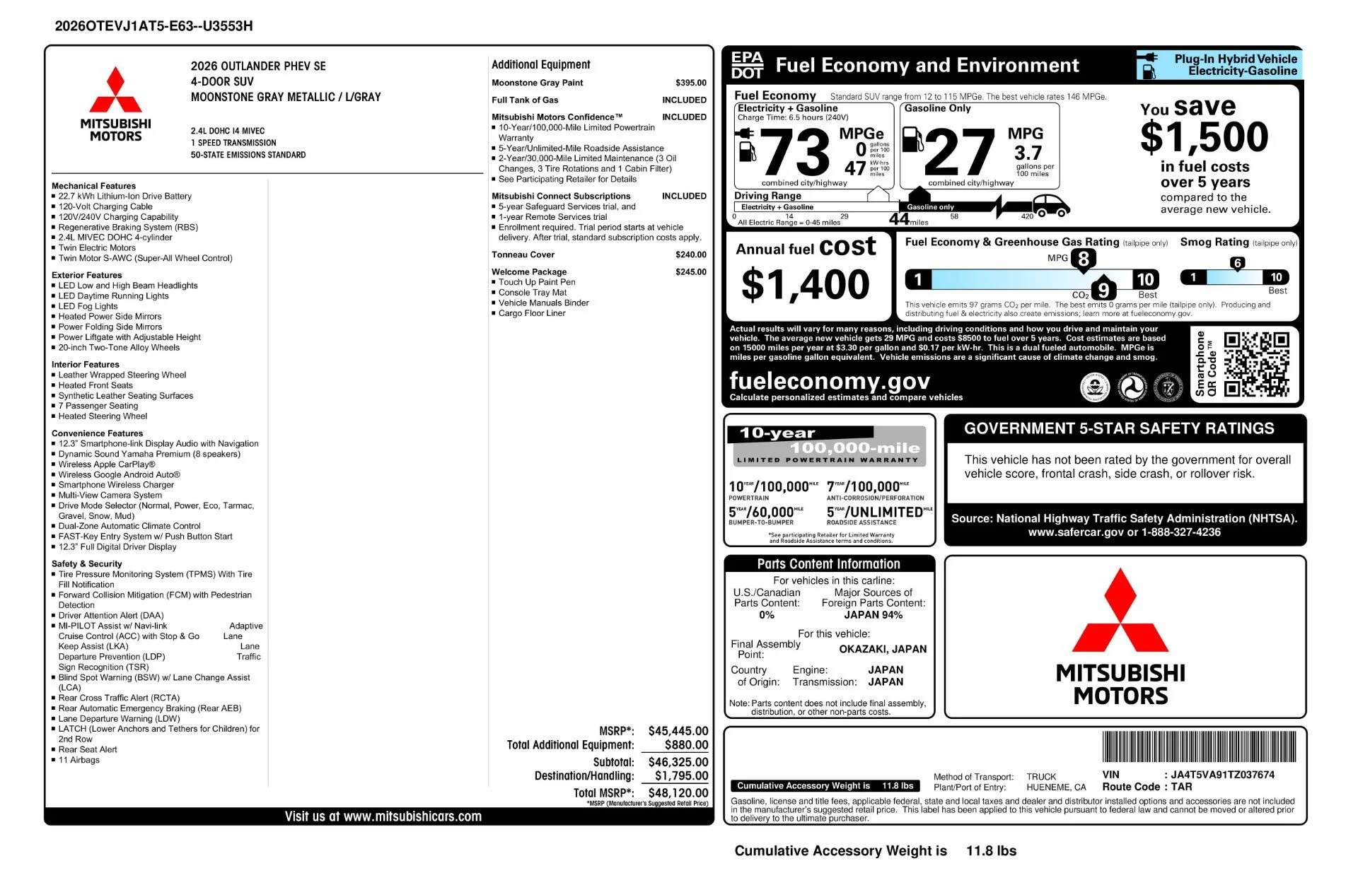 New 2026 Moonstone Gray Metallic Mitsubishi SE image 11