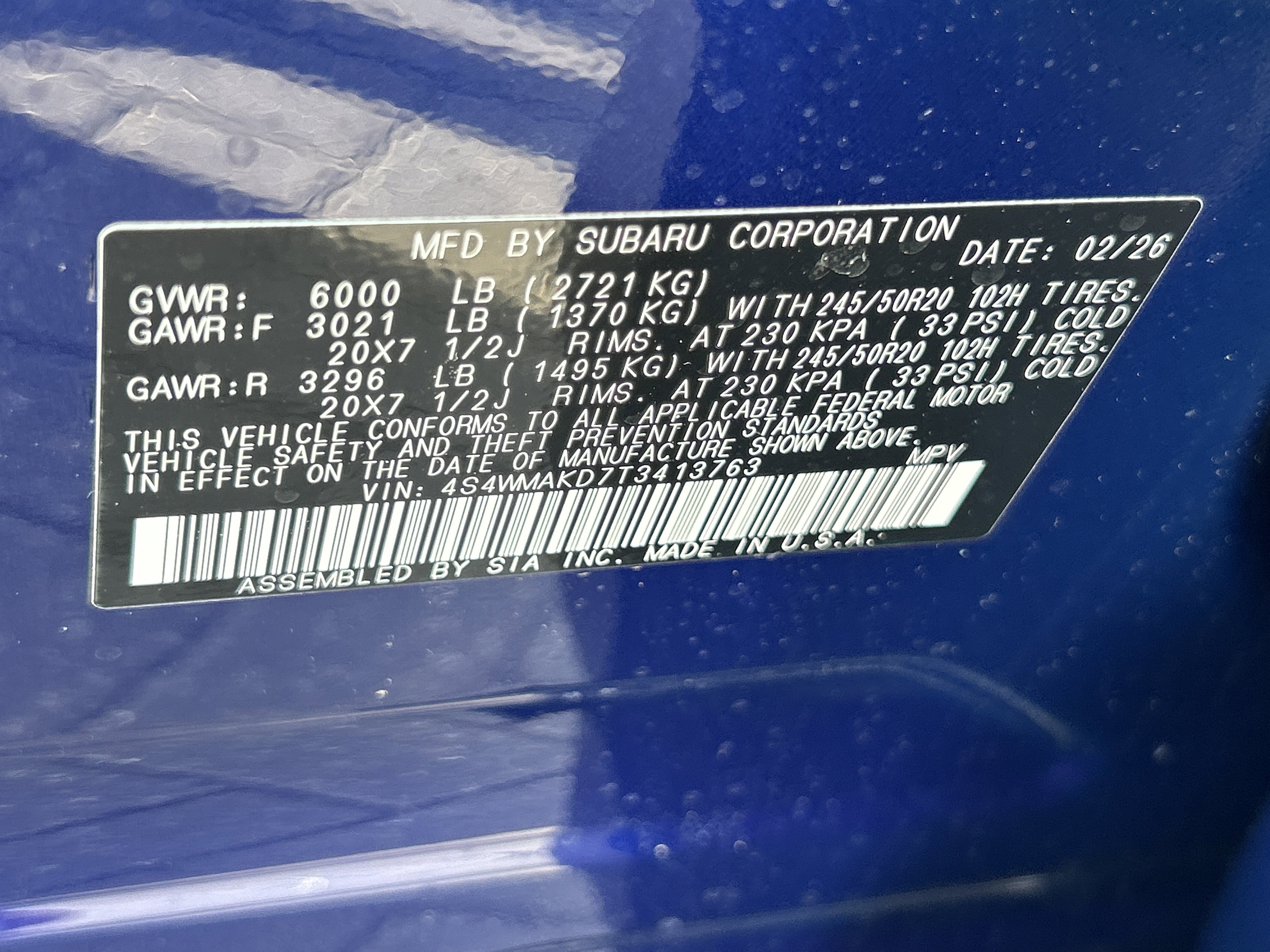 New 2026 SAPPHIRE BLUE PEARL Subaru Touring 7-Passenger image 33