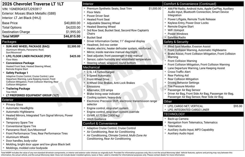 New 2026 Mosaic Black Metallic Chevrolet LT image 5
