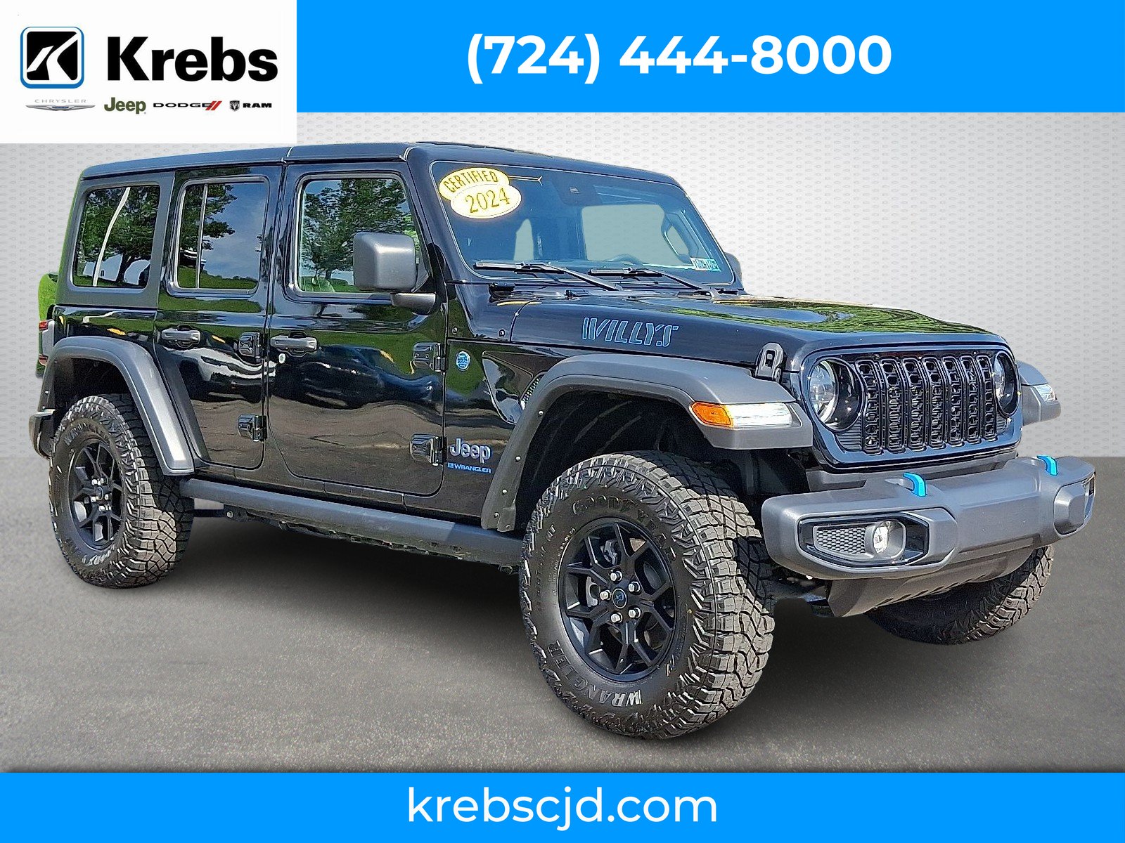 Used 2024 Black Clearcoat - PX8 Jeep Willys 4xe image 1