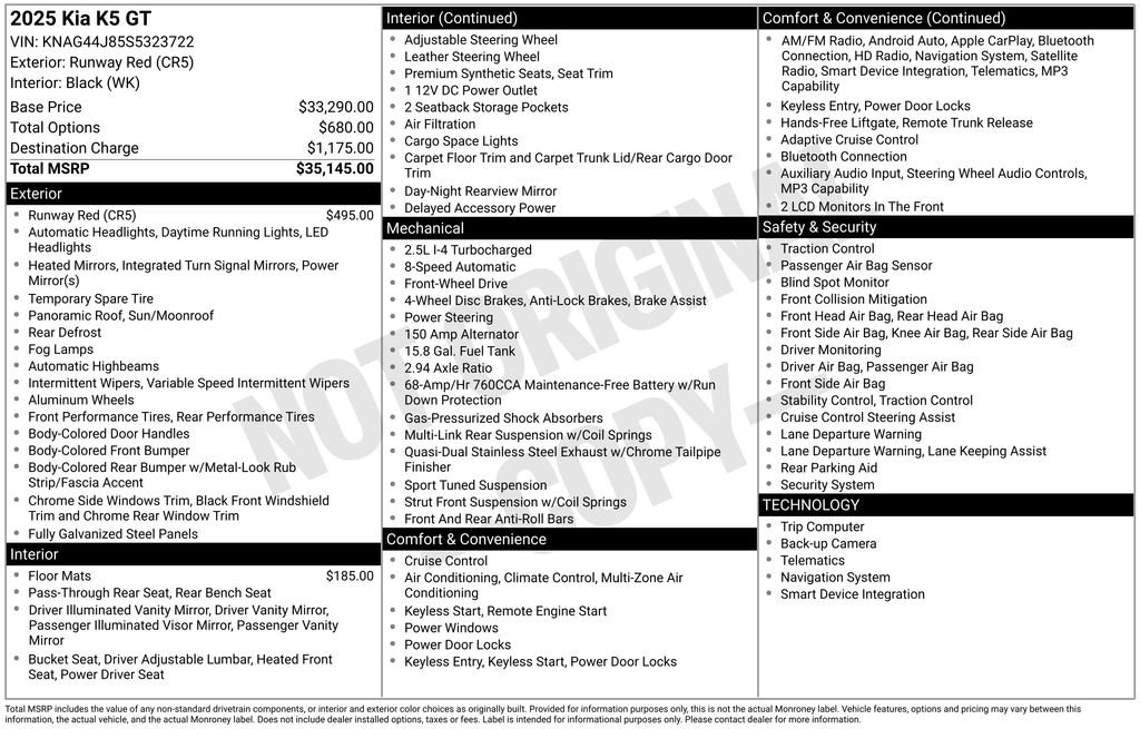 Used 2025 Red Kia GT image 5