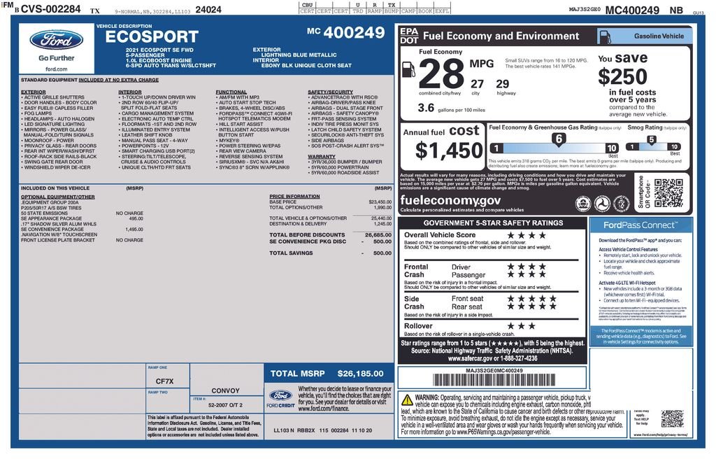 Used 2021 Lightning Blue Metallic Ford SE image 42