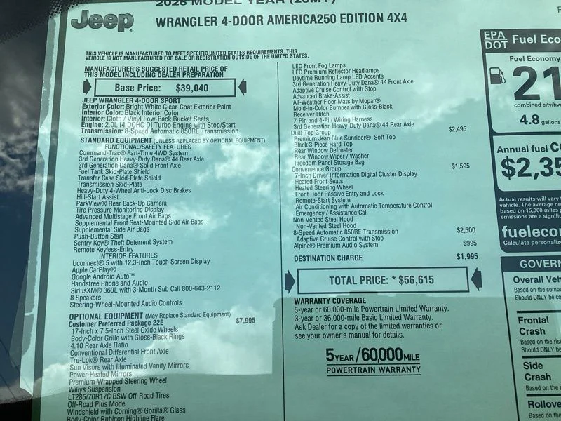 New 2026 Bright White Clearcoat Jeep Sport image 13