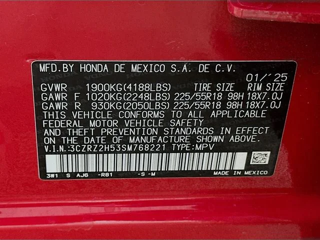 Certified Pre-Owned 2025 Honda HR-V Sport