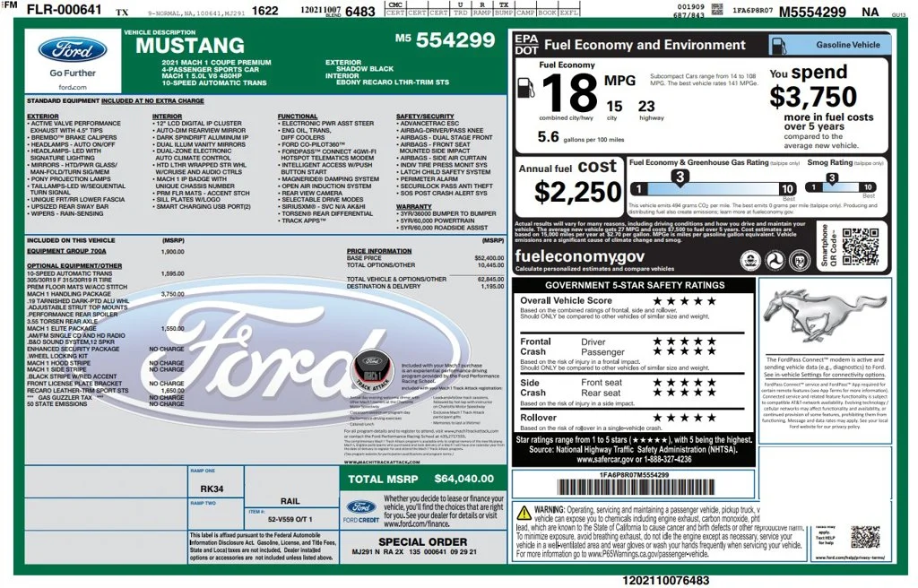 Used 2021 Black Ford Mach 1 image 2