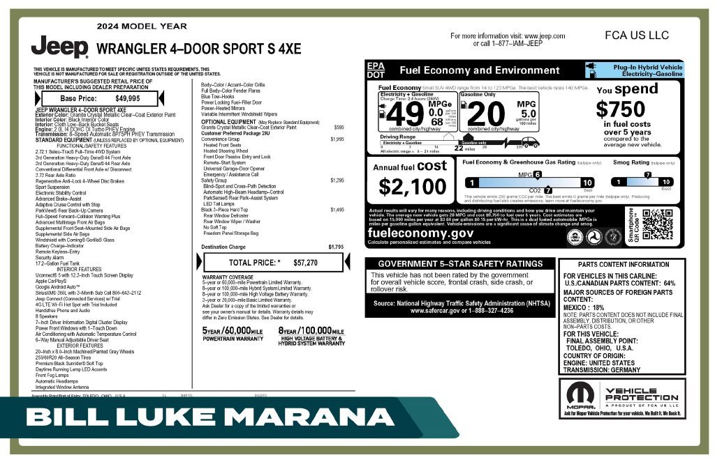 Certified Used 2024 Gray Jeep Sport S 4xe image 1