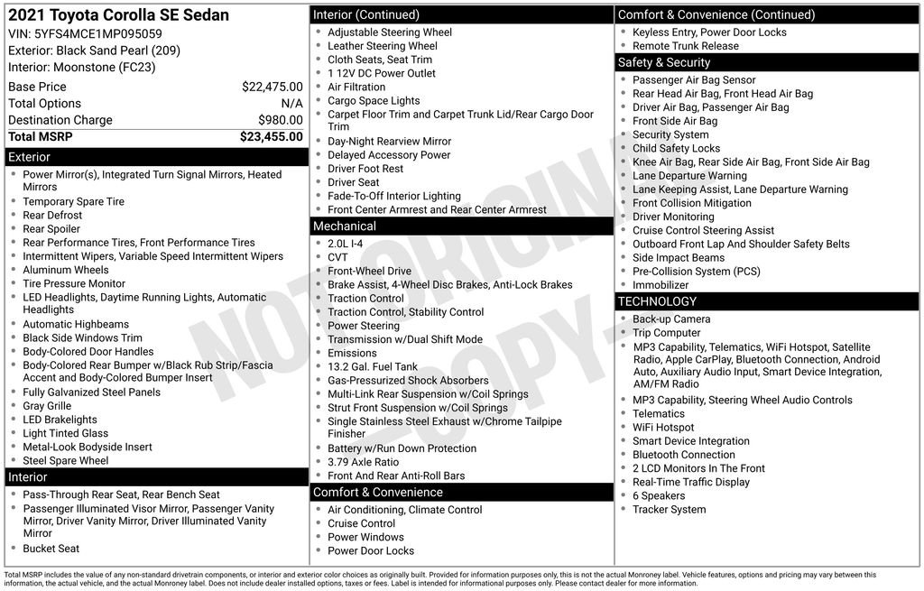 Used 2021 Black Toyota SE image 7