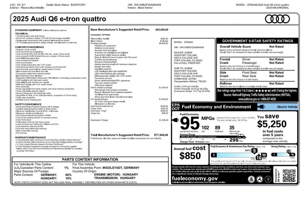 Used 2025 Blue Audi Prestige image 3
