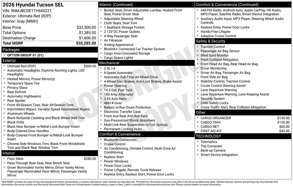 New 2026 Red Hyundai SEL image 5