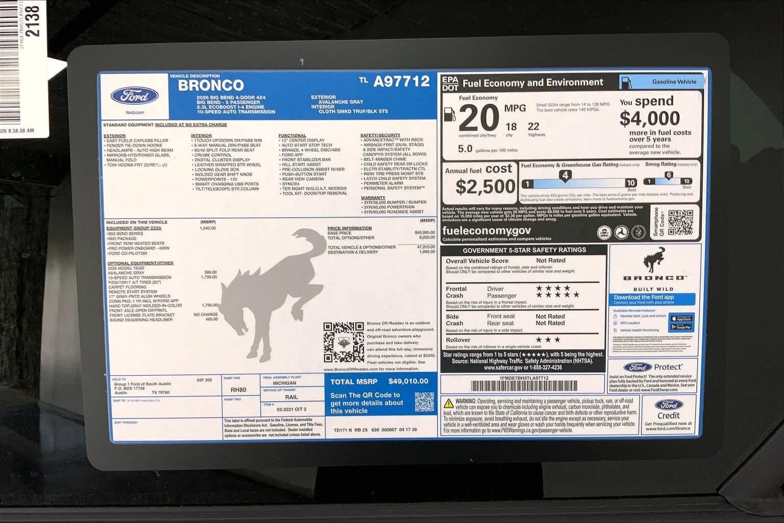 New 2026 Avalanche Gray Ford Big Bend® image 21