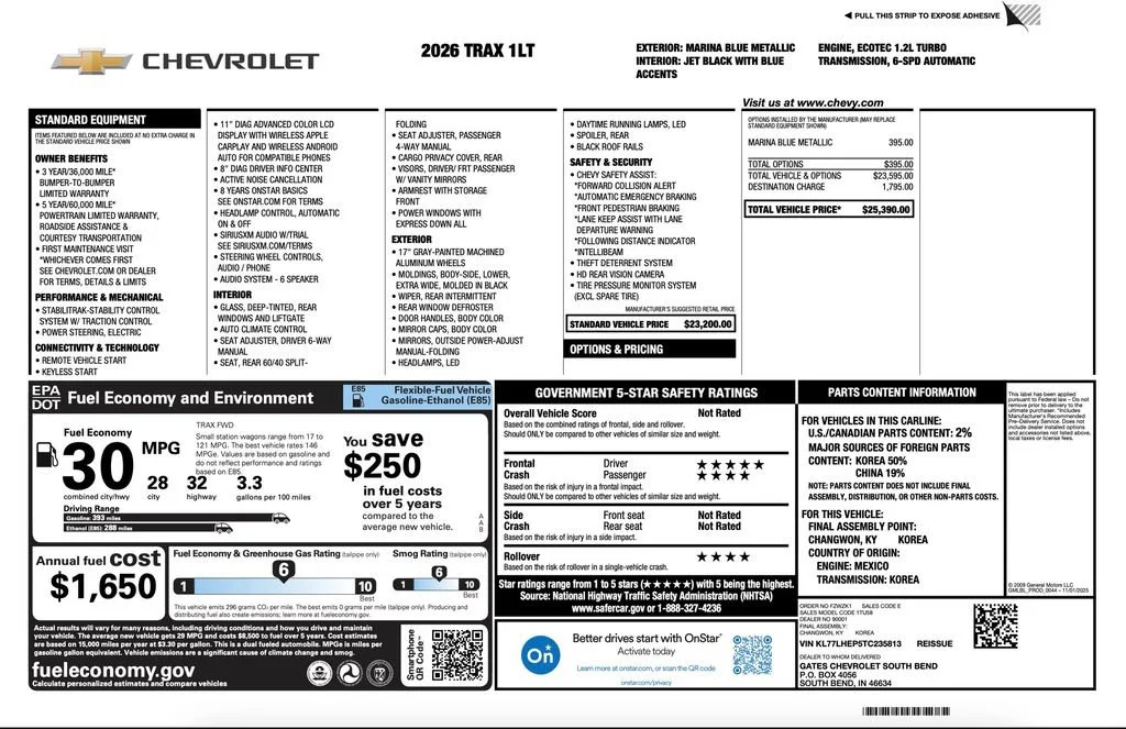New 2026 Marina Blue Metallic Chevrolet LT image 2