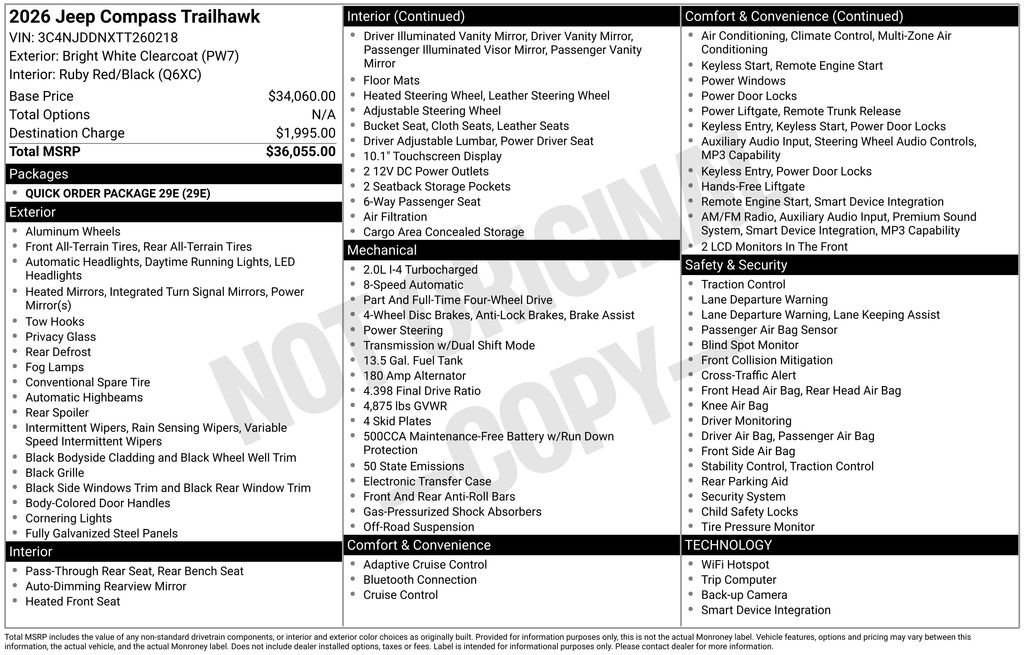 New 2026 Bright White Clear-Coat Exterior Paint Jeep Trailhawk image 28