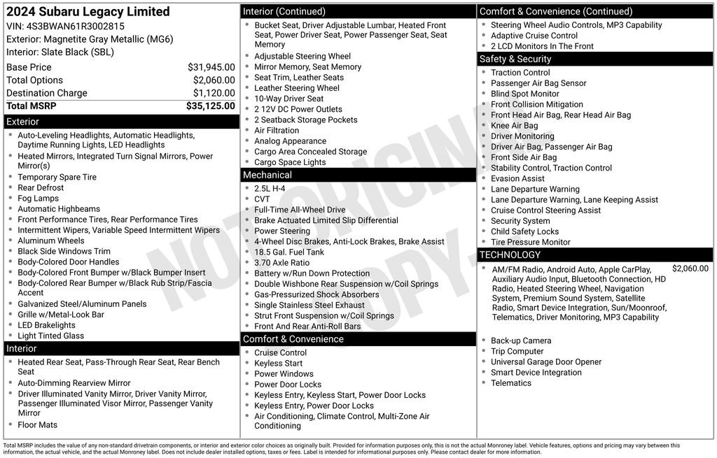 Used 2024 Gray Subaru Limited image 34