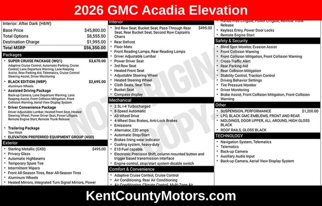 2026 GMC Acadia Elevation