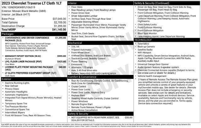 Used 2023 MOSAIC BLACK METALLIC Chevrolet LT Cloth image 7