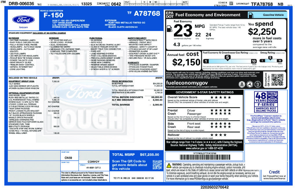 New 2026 Ruby Red Metallic Tinted Clearcoat Ford XLT image 4