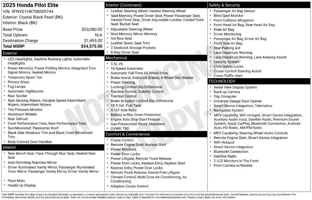 Certified Used 2025 Crystal Black Pearl Honda Elite image 47
