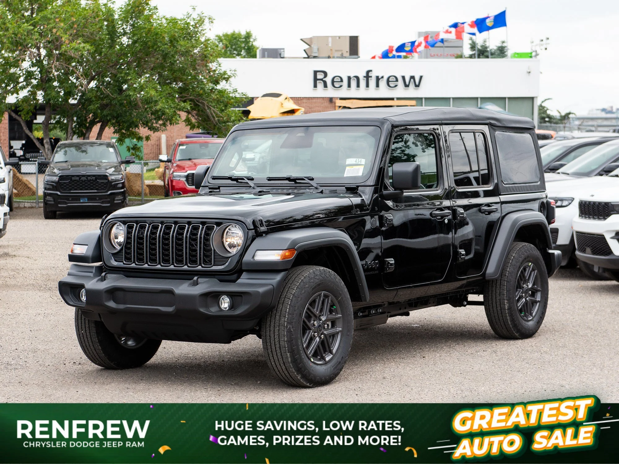 New 2026 Black Jeep Sport S* 4 Door 4x4, Safety Group, Remote Start, Alpine Audio image 1