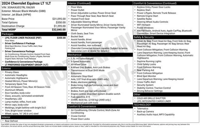 Used 2024 Mosaic Black Metallic Chevrolet LT image 4