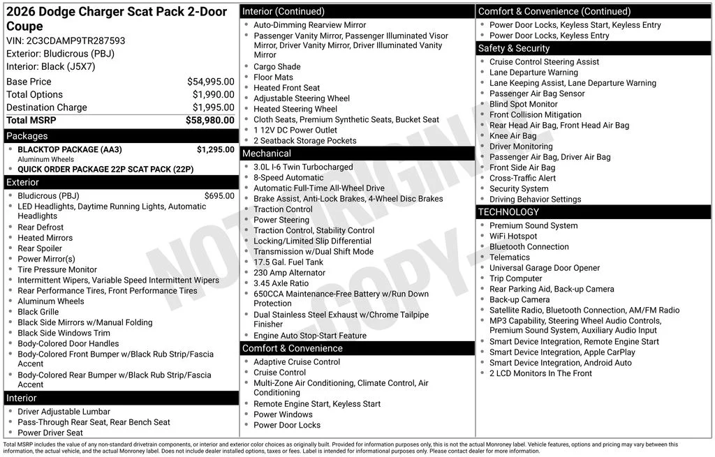 New 2026 Bludicrous Exterior Paint Dodge Scat Pack image 4